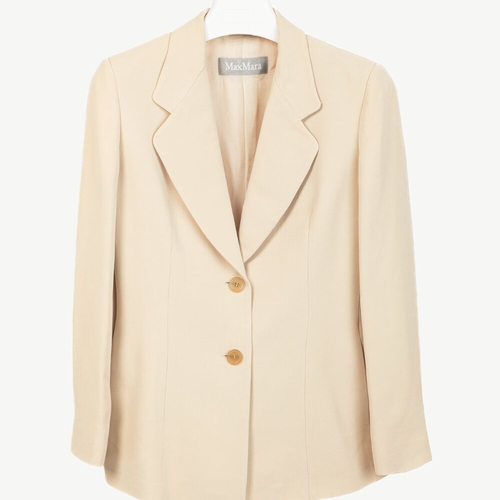 Max Mara Beige Crepe Single-Breasted Blazer